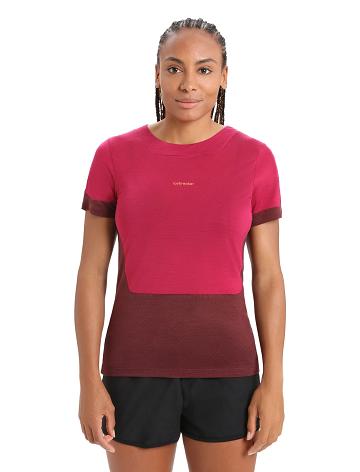 Icebreaker ZoneKnit™ Merino Lyhyt Sleeve Slit Back Naisten T Paidat Pinkki | FI 1602MQZA